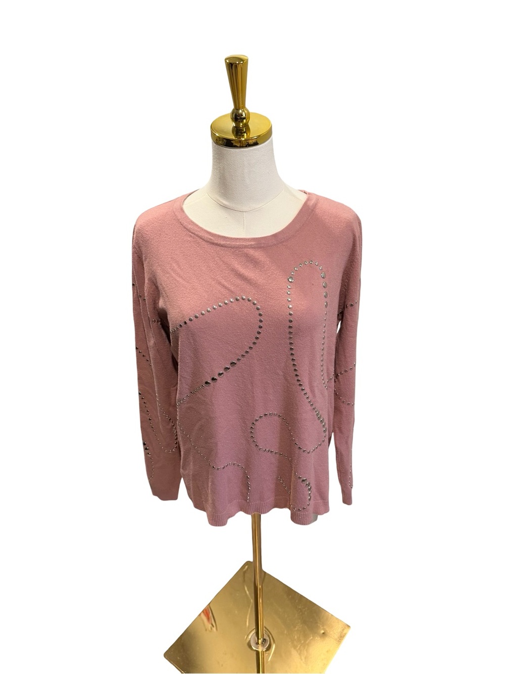 Women's Pink Stud-Detail Crewneck Sweater
